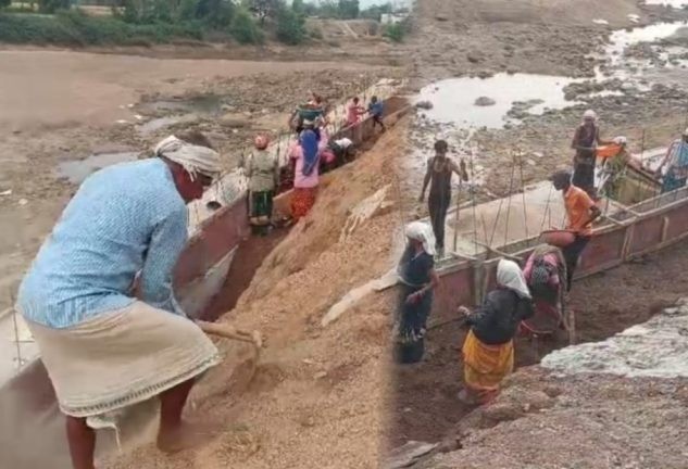 प्रशासन मौन, ग्रामीण 'स्वयं': शिवनाथ की लहरों से गांव को बचाने ग्रामीणों ने खुद संभाला मोर्चा; चंदा जुटाकर बना रहे सुरक्षा दीवार और पचरी