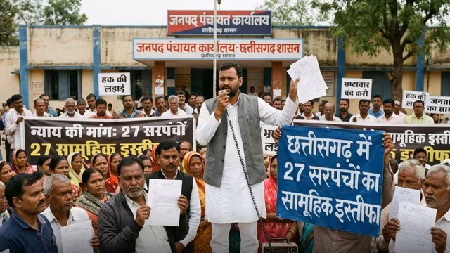 छत्तीसगढ़ में बड़ा सियासी भूचाल: अंतागढ़ में फंड न मिलने से नाराज 27 सरपंचों ने दिया सामूहिक इस्तीफा, भूपेश बघेल ने भी सरकार को घेरा